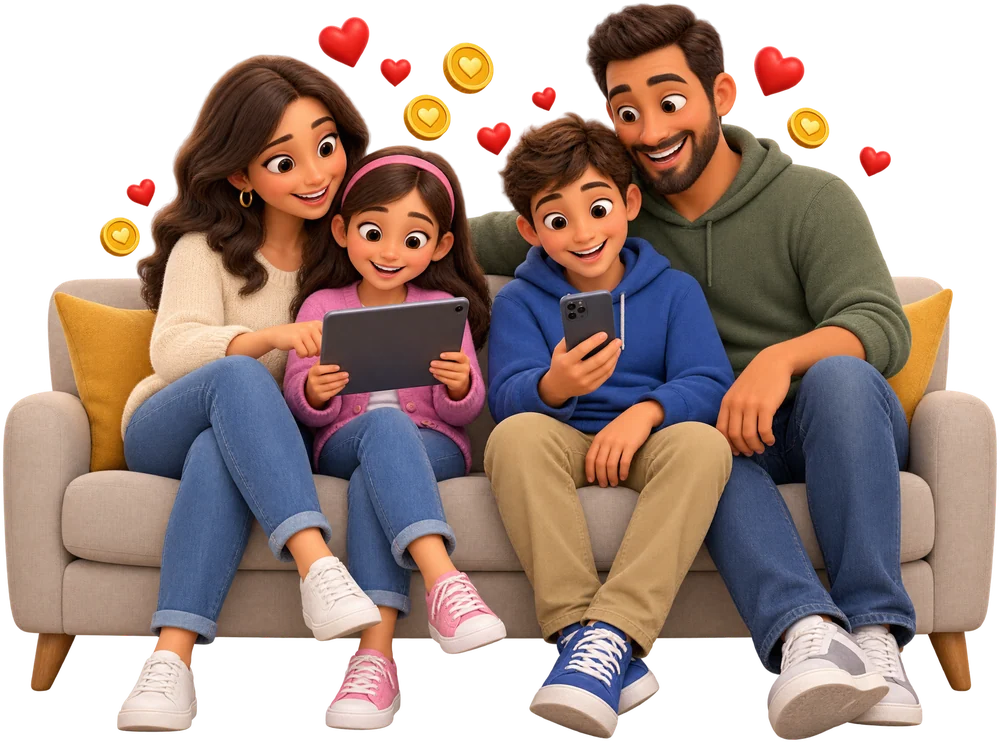 A family using the app together